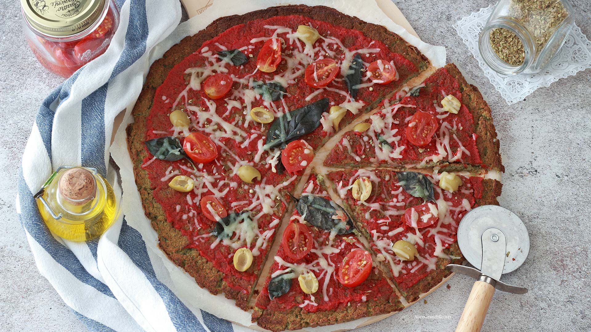 Pizza di broccoli vegan