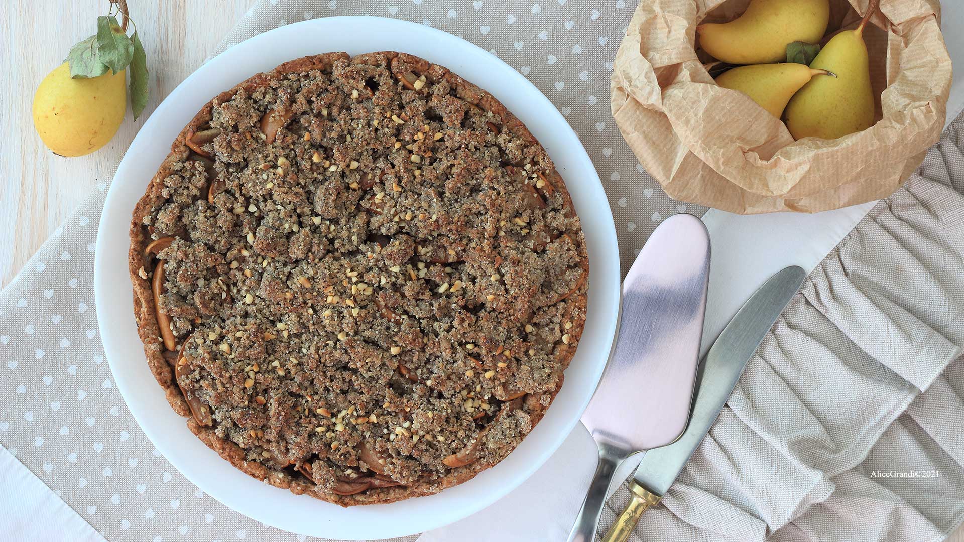 Crostata pere e vaniglia senza glutine e burro