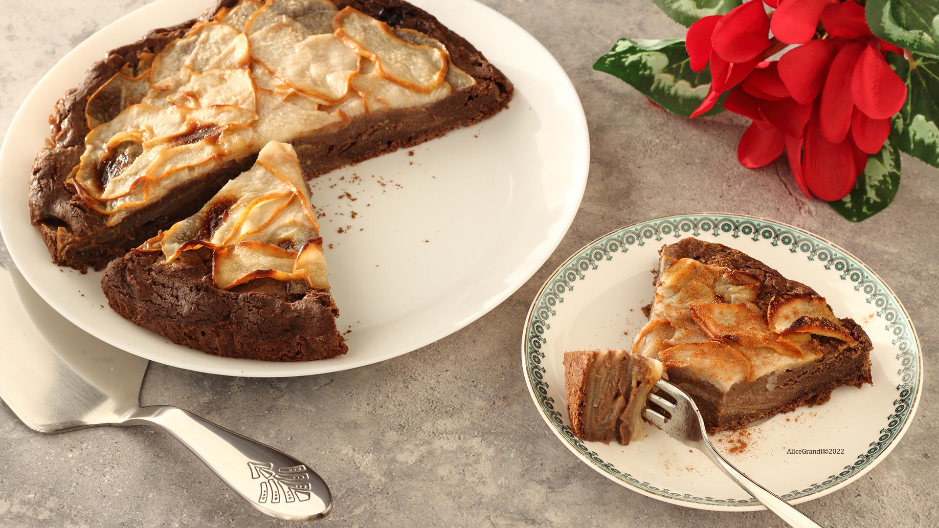 Torta pere e cioccolato senza burro invisibile